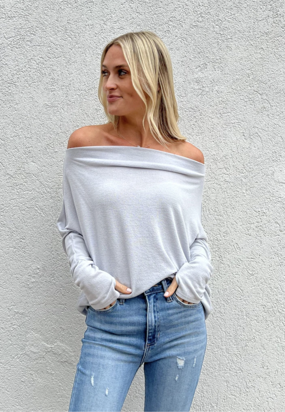 Willow Off The Shoulder Top -Cloud — Yellow BoutiqueNew ArrivalsWillow Off  The Shoulder Top -Cloud
